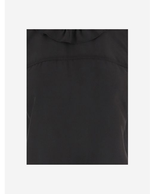 THE GARMENT Black Silk Ruffle Top With Back Ties Tops