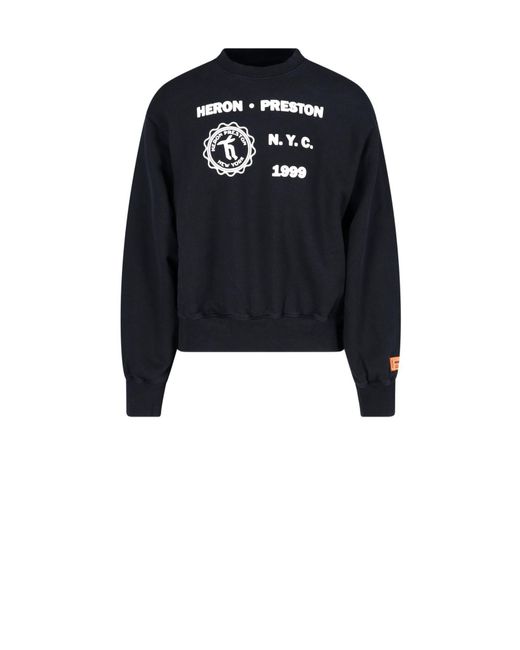 Heron Preston Black Medieval Crew Neck Sweatshirt for men