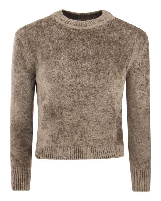 Herno Brown Resort Pullover In Chenille Knit