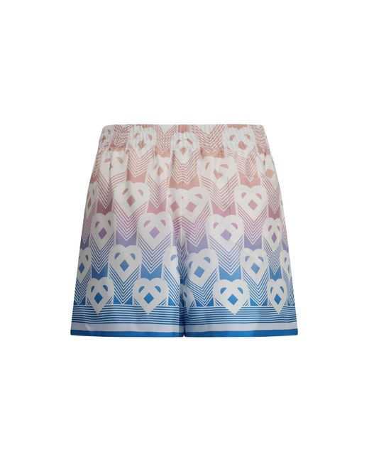 Casablanca Blue Gradient Heart Monogram Silk Shorts