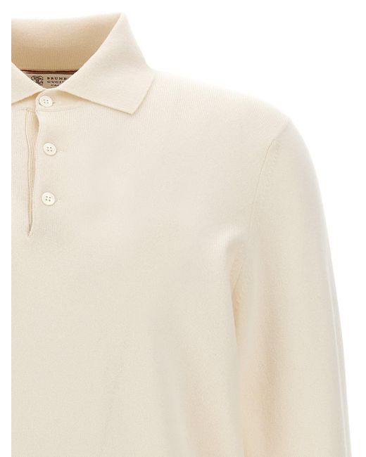 Brunello Cucinelli Cachemire Shirt Polo White for men