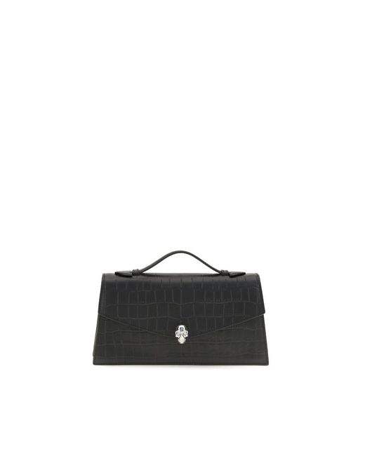McQueen Black Calf Leather Bos Taurus Handbag Bag