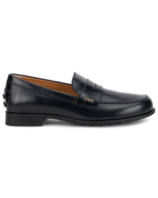 Tod's Black Leather Moccasins Calfskin Loafers