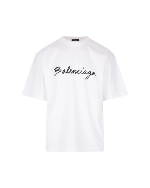 Balenciaga White T-shirt With Italic Logo for men