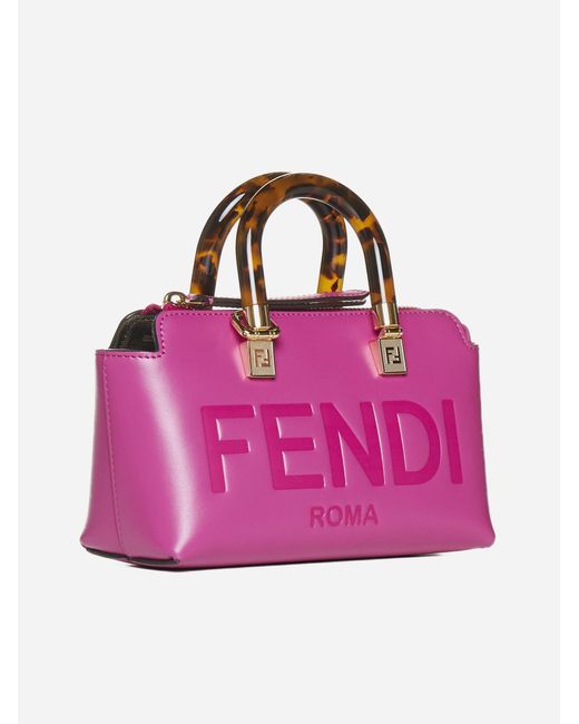 OUTLET【FENDI】PINK☆ロゴ By The Way Mini ハンドバッグ Fendi By The Way Boston Bag Mini Light Pink in Calf Leather