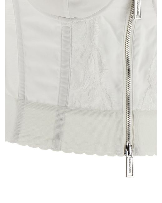 DSquared² White Off-The-Shoulder Bustier Top With Lace And Tulle Detailing