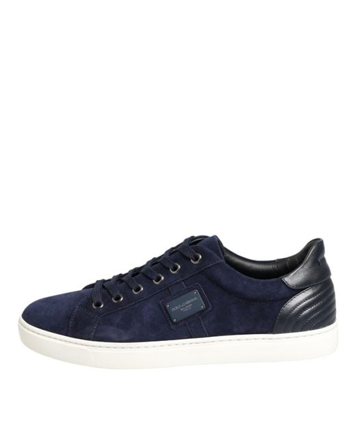 Dolce & Gabbana Blue Leather Suede Low Top Sneakers Shoes Goat for men