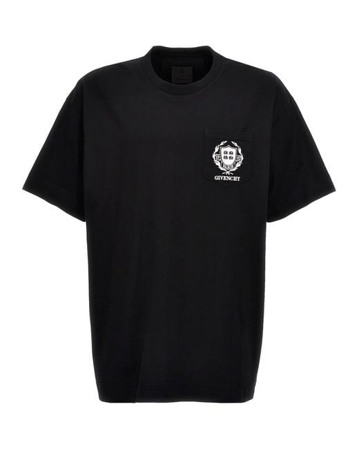 Givenchy Black Logo Embroidery T-Shirt for men