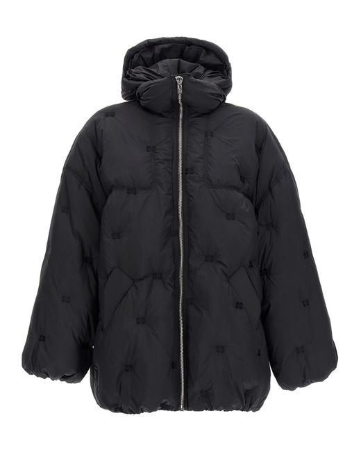 Ganni Black Nylon Tech Puffer Midi Down Jacket