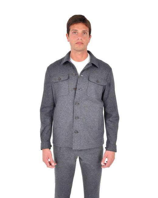 Drumohr Gray Shirt With Button Closure Wool for men