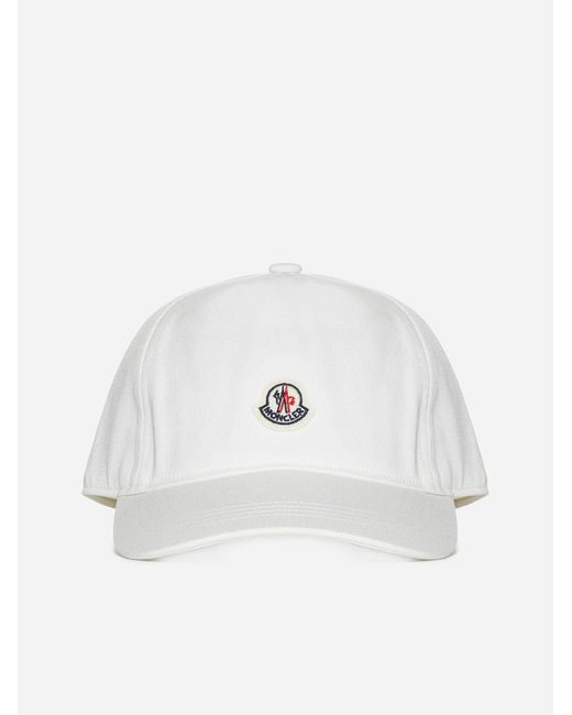 Moncler White Logo-patch Cotton Baseball Cap