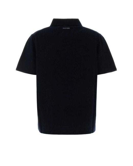 Miu Miu Black Midnight Cashmere Polo Shirt