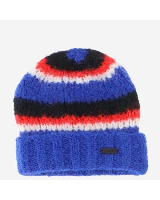 Saint Laurent Blue Striped Beanie Alpaca Hat for men