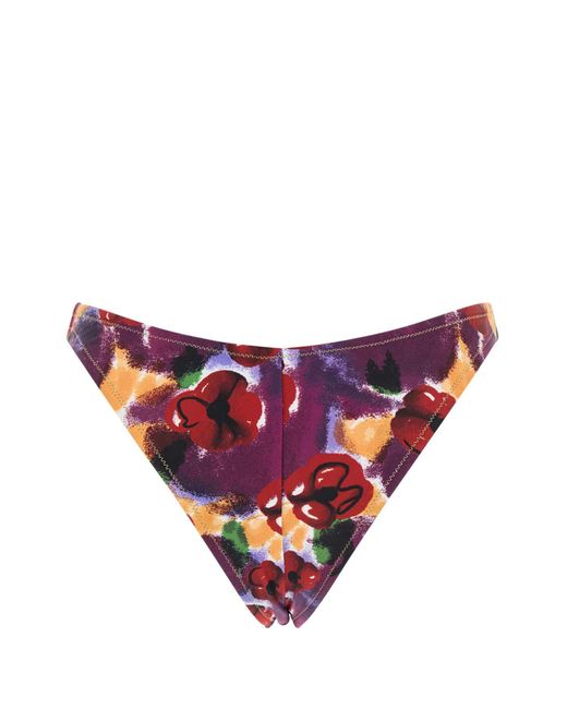 Reina Olga Red Printed Stretch Nylon Brigitte Bikini Bottom