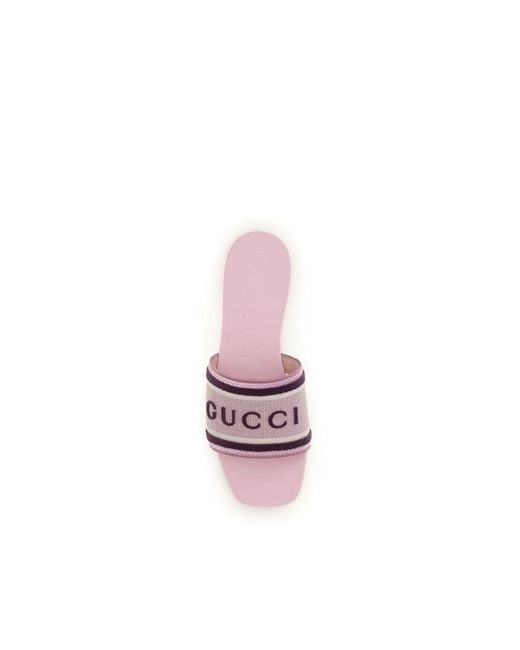 Gucci Purple Cotton Flat Sandals