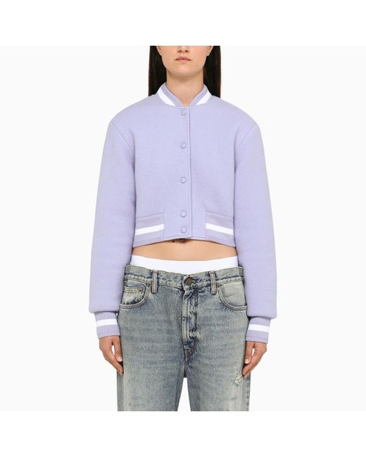 Givenchy Blue Short Lavender Wool Bomber Jacket