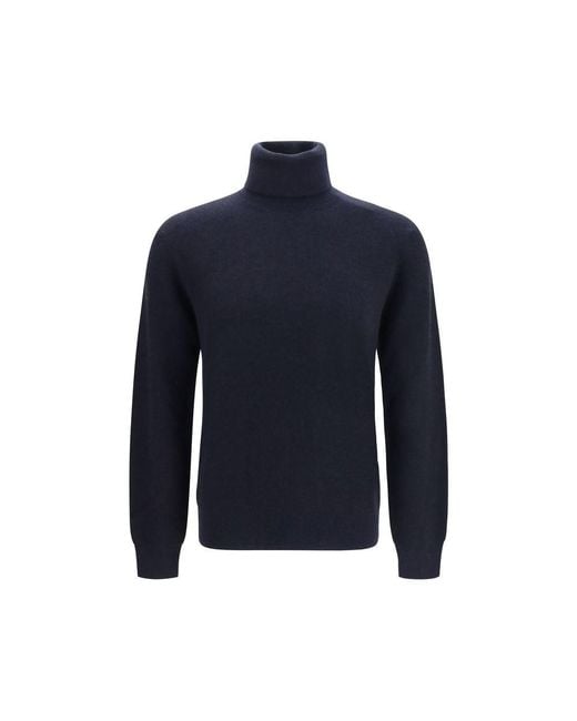 Brioni Blue Cashmere Turtleneck for men