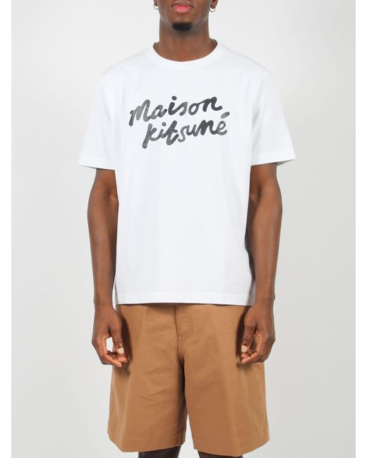 Maison Kitsuné White Maison Kitsune Handwriting T-Shirt for men