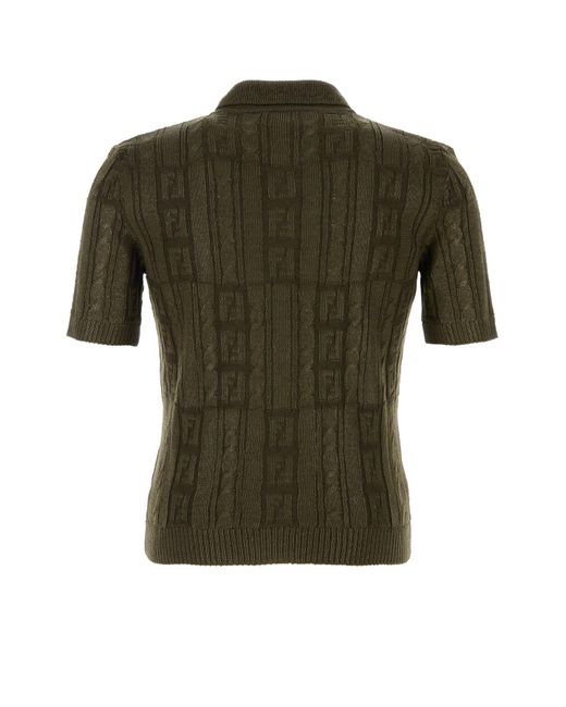 Fendi Green Knit Polo for men