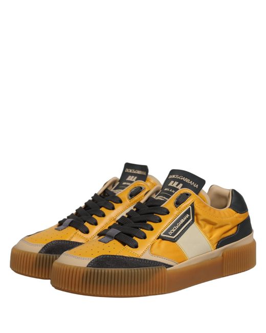 Dolce & Gabbana Brown Miami Low Top Sneakers Shoes Cotton Nylon Viscose Calf for men