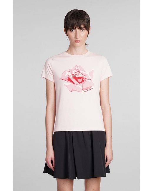 KENZO Red T-shirt In Rose-pink Cotton