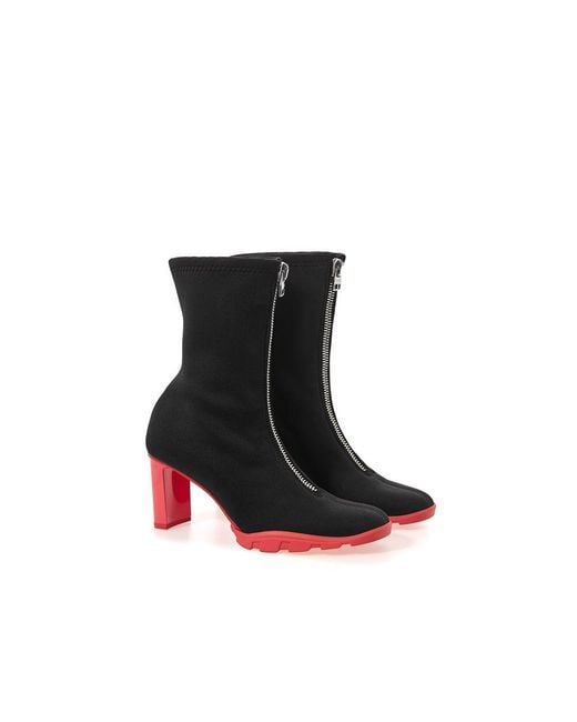 McQueen Black Neoprene Ankle Boots