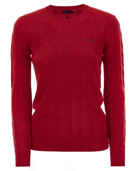 Polo Ralph Lauren Red Wool And Cashmere Cable-Knit Sweater