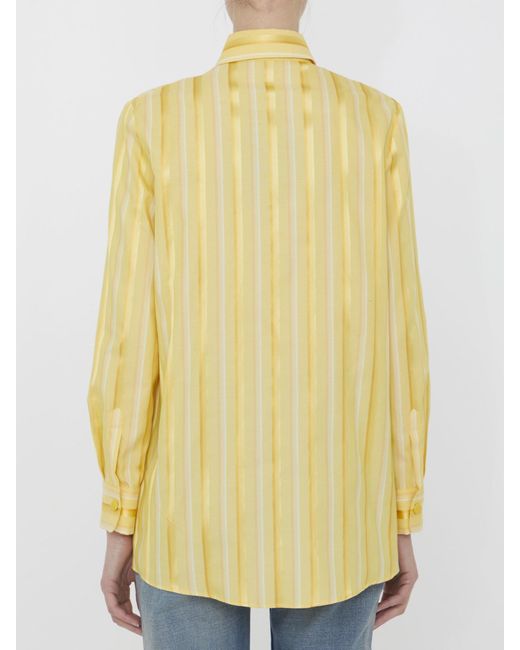 Etro Yellow Striped Shirt With Pegaso