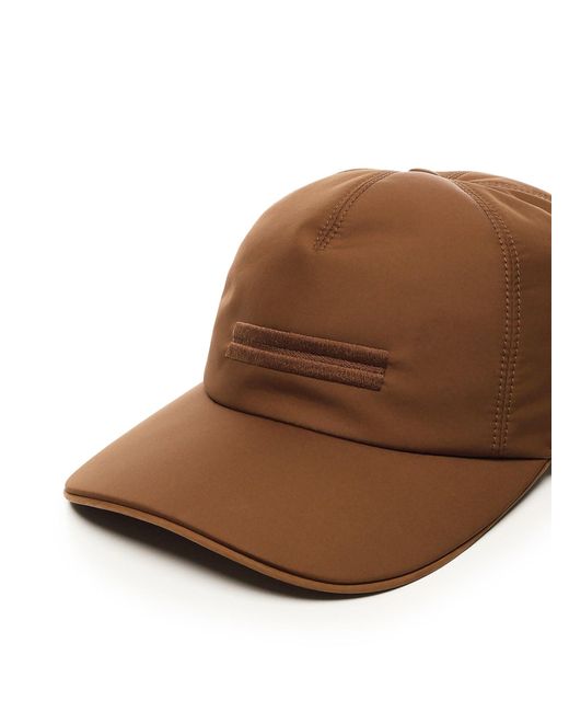Zegna Brown Technical Fabric Baseball Hat for men