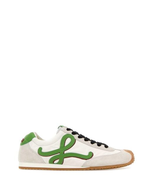 Loewe Green Two-Tone Canvas And Suede Ballet Runner 2.0 Sneakers