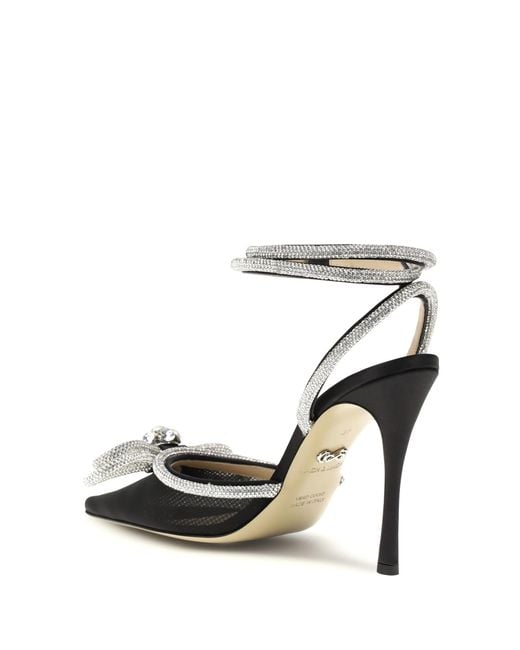 Mach & Mach Black Double Bow Satin Pumps