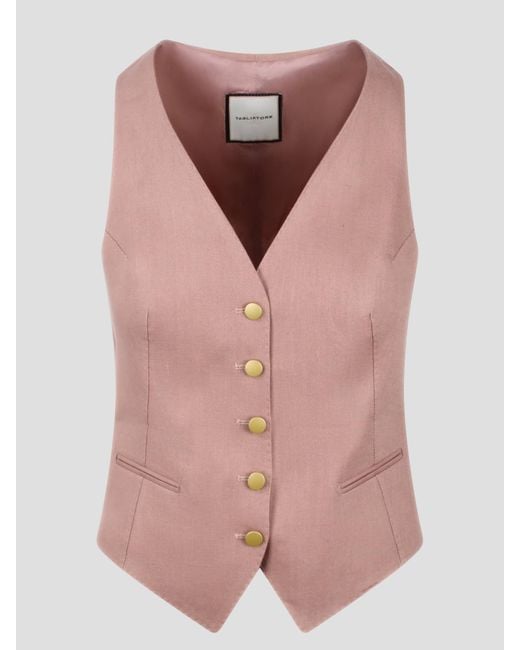 Tagliatore Pink Linen Waistcoat