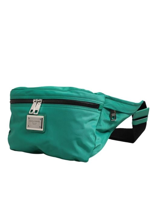Dolce & Gabbana Green Logo Plaque Nylon Waist Fanny Pack Men's Borse Bag for men