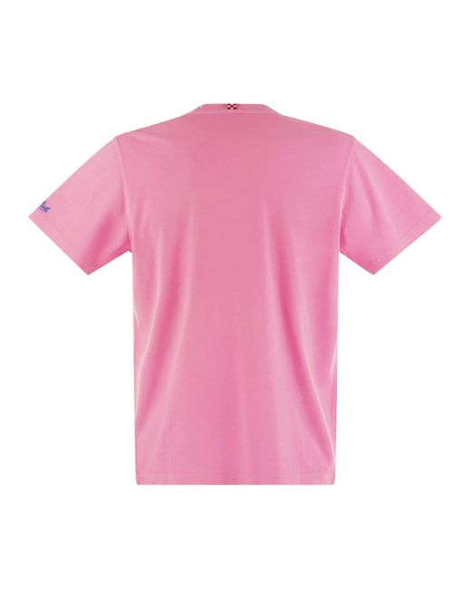 Mc2 Saint Barth Pink T-Shirt With Chest Print for men