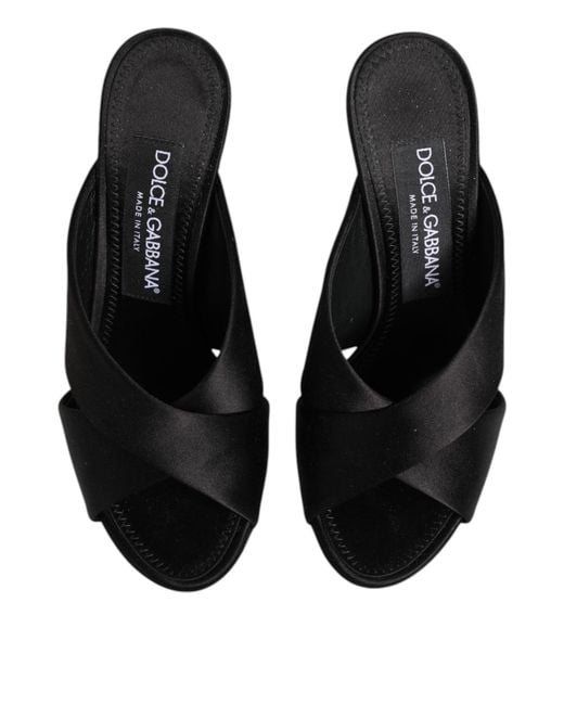 Dolce & Gabbana Black Satin Wedge Sandal