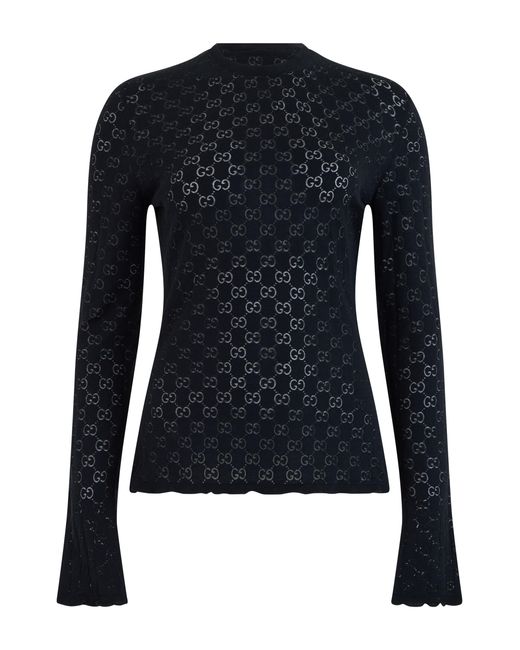 Gucci Blue Long-Sleeve Monogram T-Shirt Cotton T-Shirts & Jerseys
