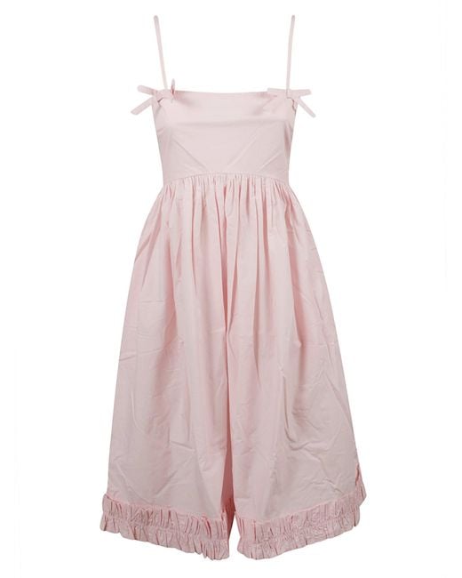 Ganni Cotton Poplin Strap Dress in Pink | Lyst