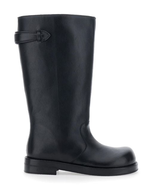 Acne Black Leather Boots With Embossed Logo Calf