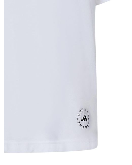 Adidas By Stella McCartney White Logo-print Cotton-blend T-shirt