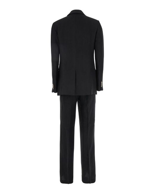 Grifoni Black Double-Breasted Suit With Notched Revers