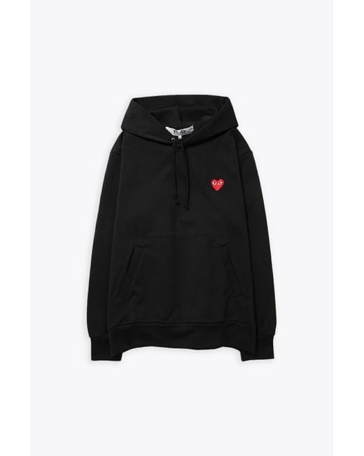 COMME DES GARÇONS PLAY Black Sweatshirt Knit Hoodie With Heart Patch for men