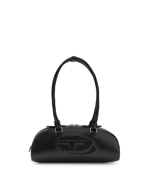 DIESEL Black 1Dr Dome Shoulder Bag Calf Leather Bos Taurus