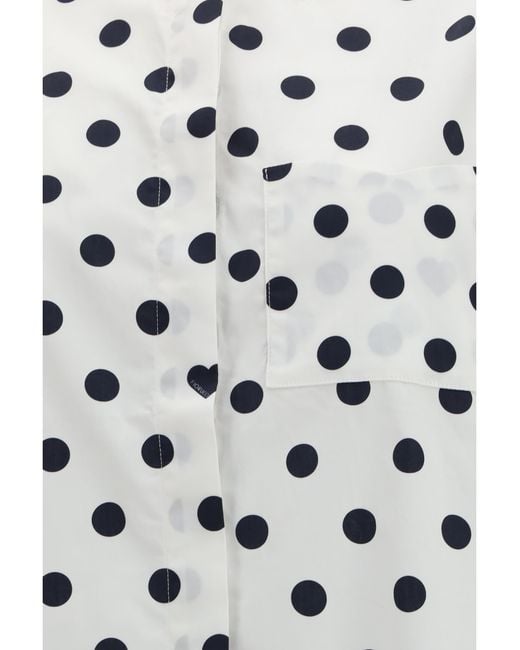 Fiorucci White Polka-Dot Midi Shirt Dress Cotton