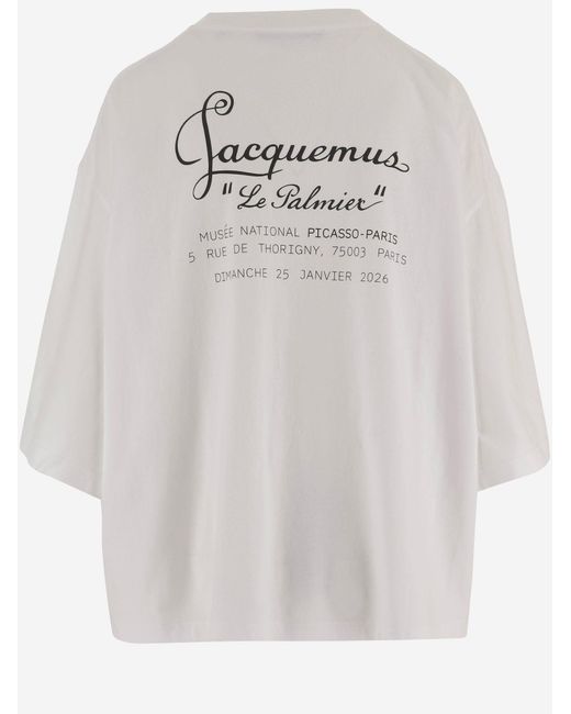 Jacquemus White T-Shirt Le Palmier Cotton-Blend T-Shirts & Jerseys