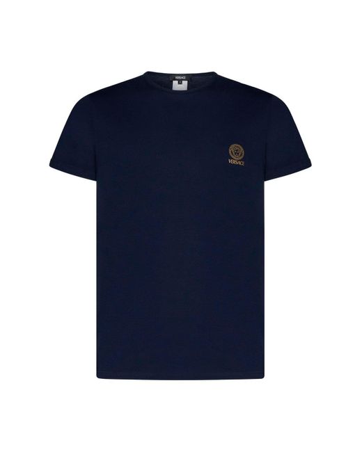 Versace Blue Logo Cotton T-shirt for men