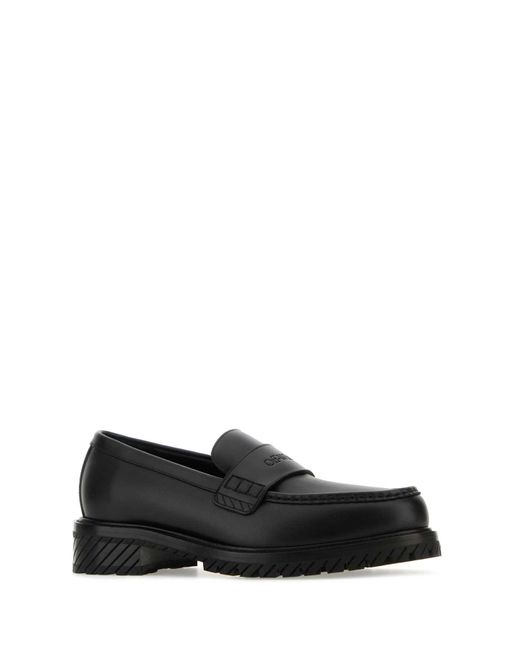 Off-White c/o Virgil Abloh Black Leather Military Loafers for men