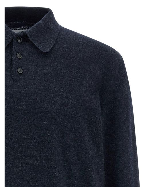 Maison Margiela Blue Suede Patch Polo Shirt for men