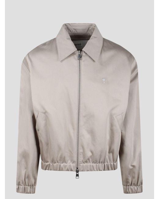 AMI Gray Ami De Coeur Zipped Jacket for men