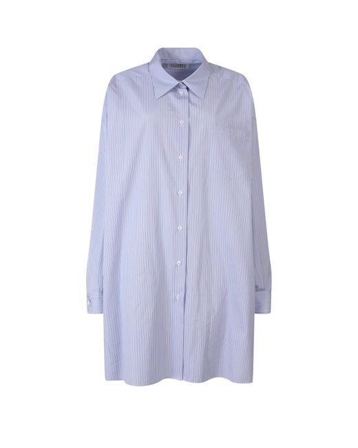 Maison Margiela Purple Oversized Stripe Shirt Dress