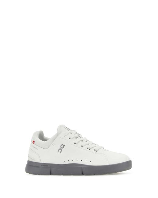 On Shoes White Synthetic Leather And Mesh The Roger Advantage Sneakers for men